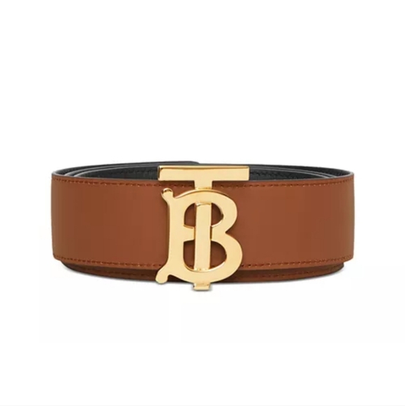 Burberry Black or Brown Reversible Belt with Gold Buckle - Picture 4 of 9